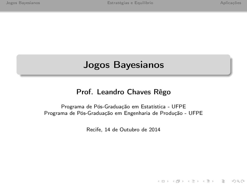 Pós-Graduação em Estatística - UFPE Programa