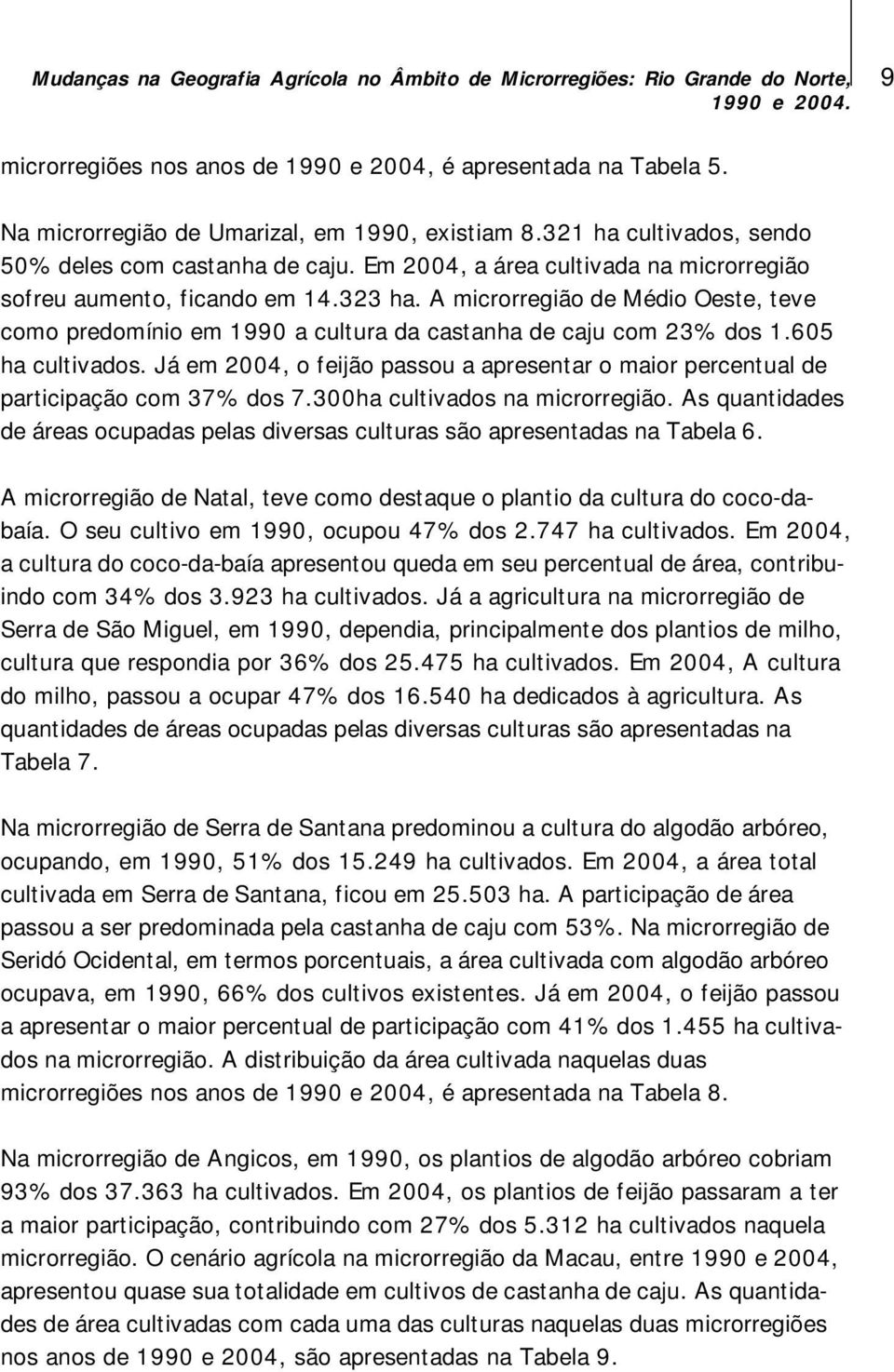 A microrregião de Médio Oeste, teve como predomínio em 1990 a cultura da castanha de caju com 2 dos 1.605 ha cultivados.