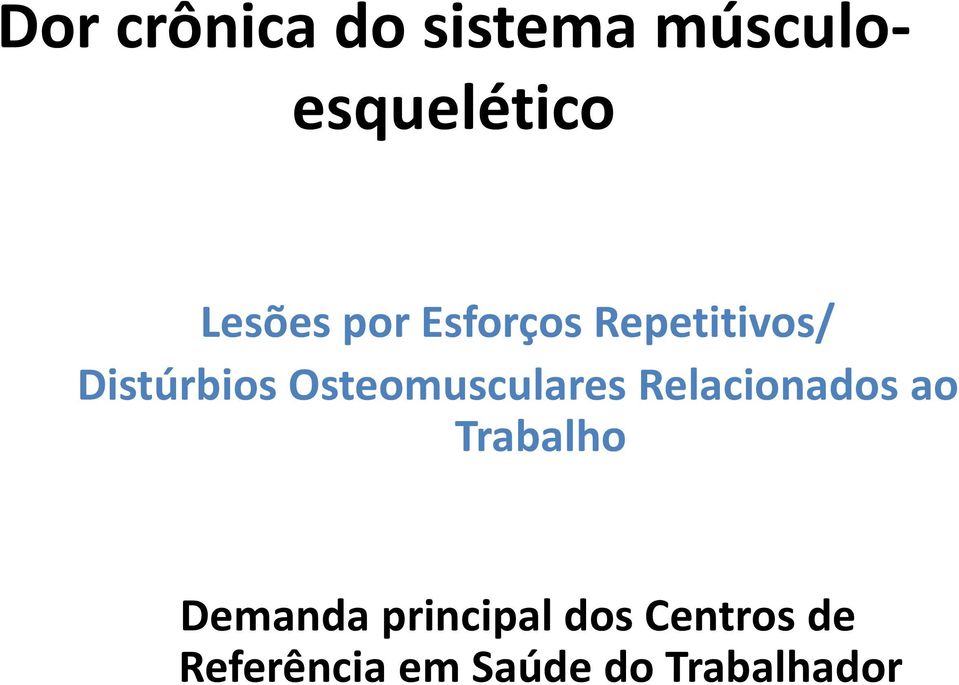 Osteomusculares Relacionados ao Trabalho Demanda