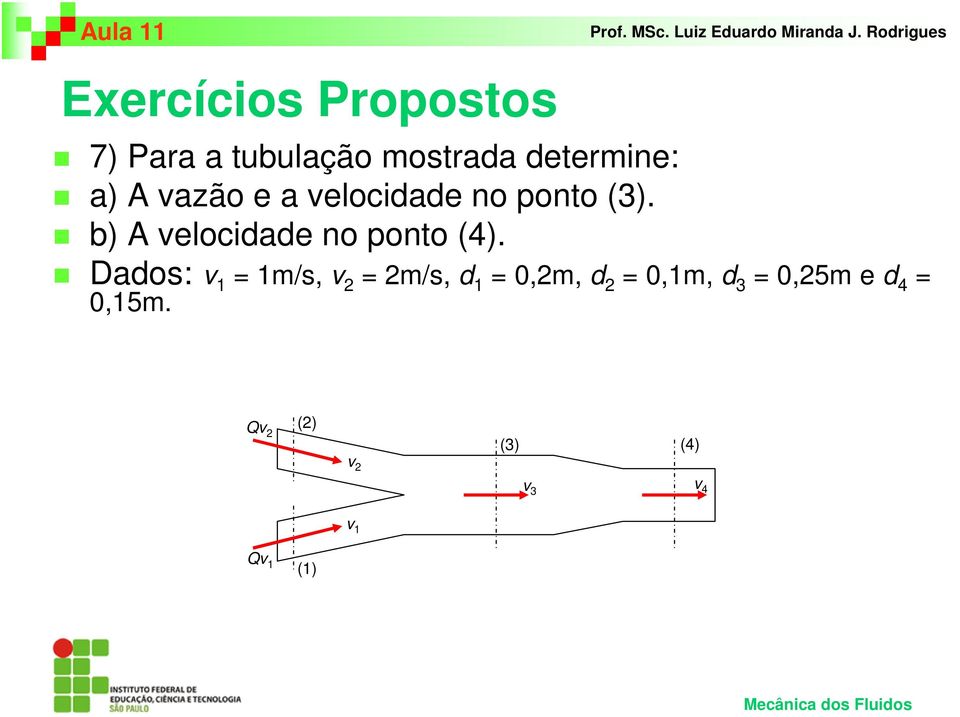 b) A velocidade no ponto (4).