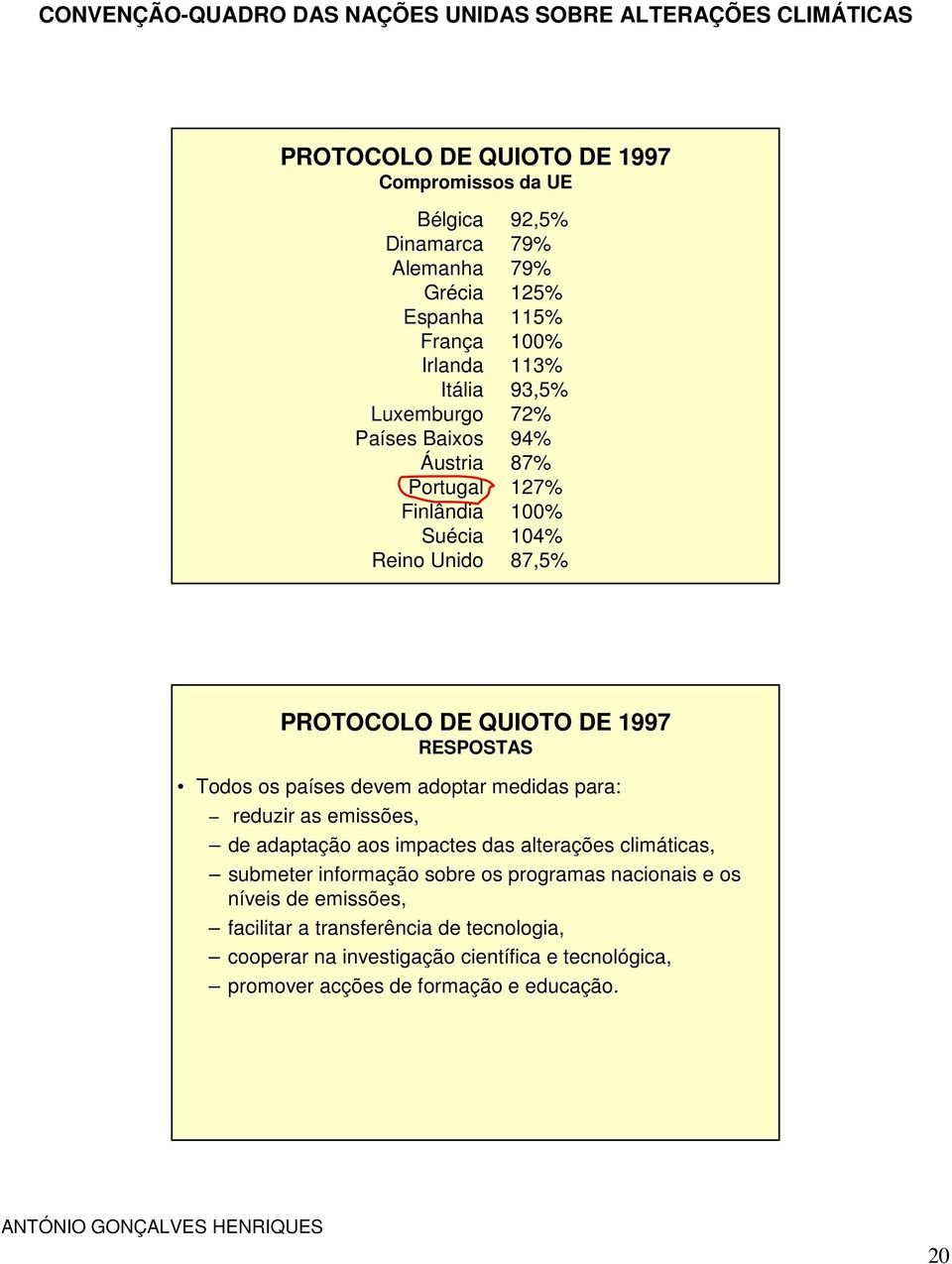 países devem adoptar medidas para: reduzir as emissões, de adaptação aos impactes das alterações climáticas, submeter informação sobre os programas