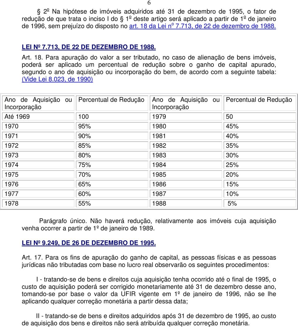 da Lei n o 7.713, de 22 de dezembro de 1988. LEI Nº 7.713, DE 22 DE DEZEMBRO DE 1988. Art. 18.