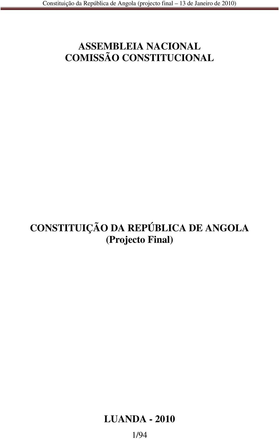 DA REPÚBLICA DE ANGOLA