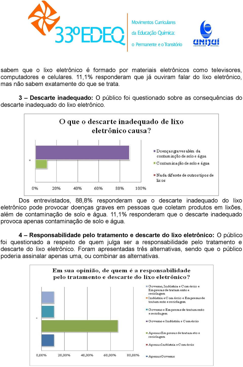 3 Descarte inadequado: O público foi questionado sobre as consequências do descarte inadequado do lixo eletrônico.