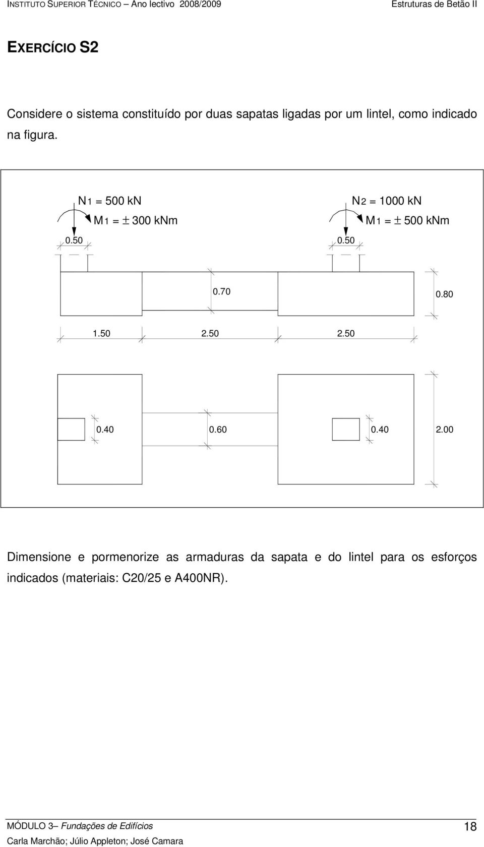 50 N2 = 1000 kn M1 = ± 500 knm 0.70 0.80 1.50 2.50 2.50 0.40 0.60 0.40 2.