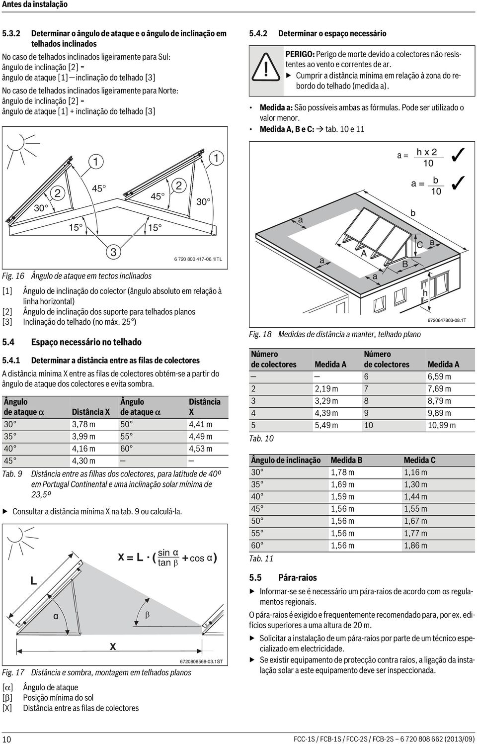 telhado [] No caso de telhados inclinados ligeiramente para Norte: ângulo de inclinação [] = ângulo de ataque [] + inclinação do telhado [] 5.4.