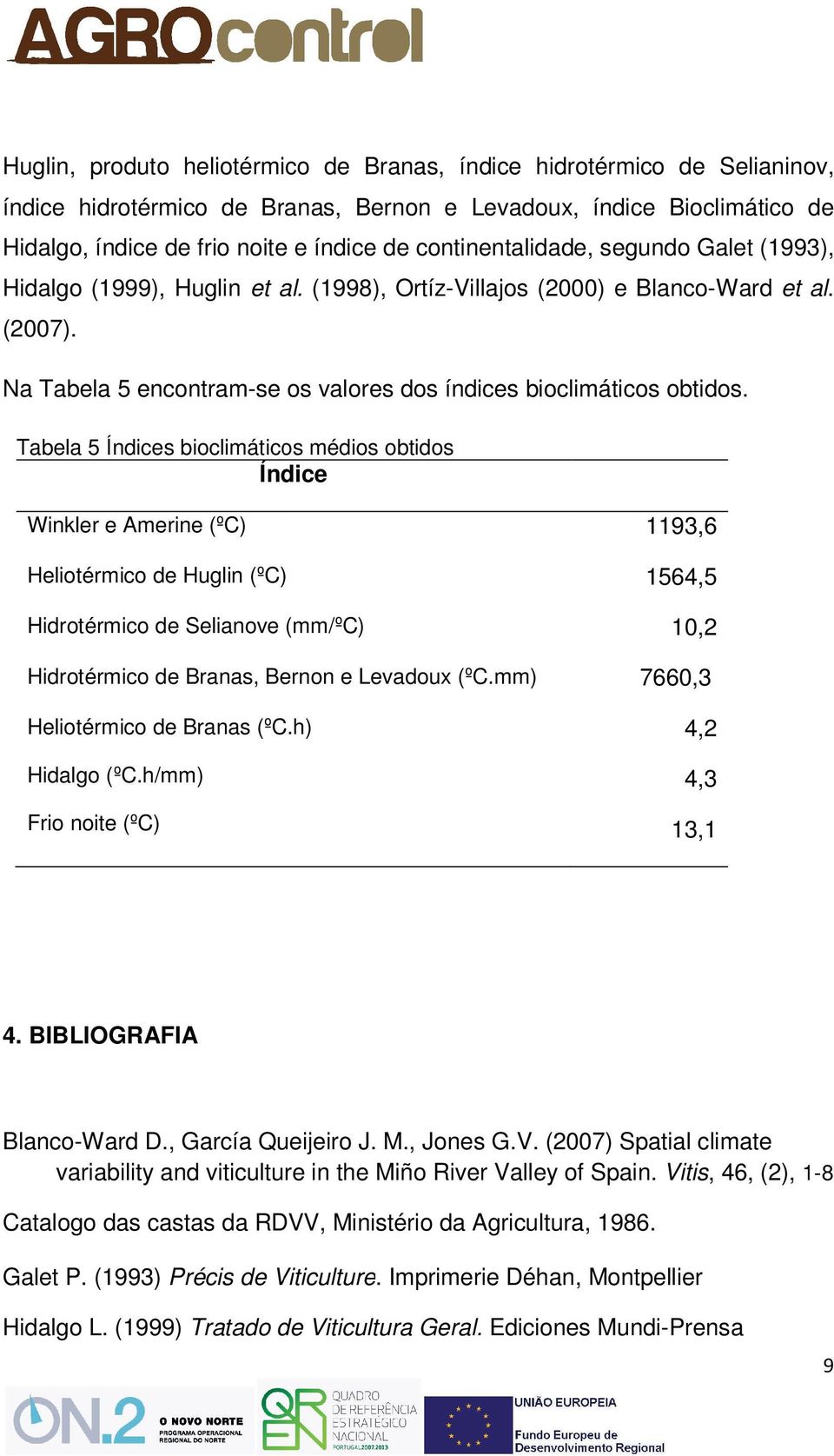 Na Tabela 5 encontram-se os valores dos índices bioclimáticos imáticos obtidos.