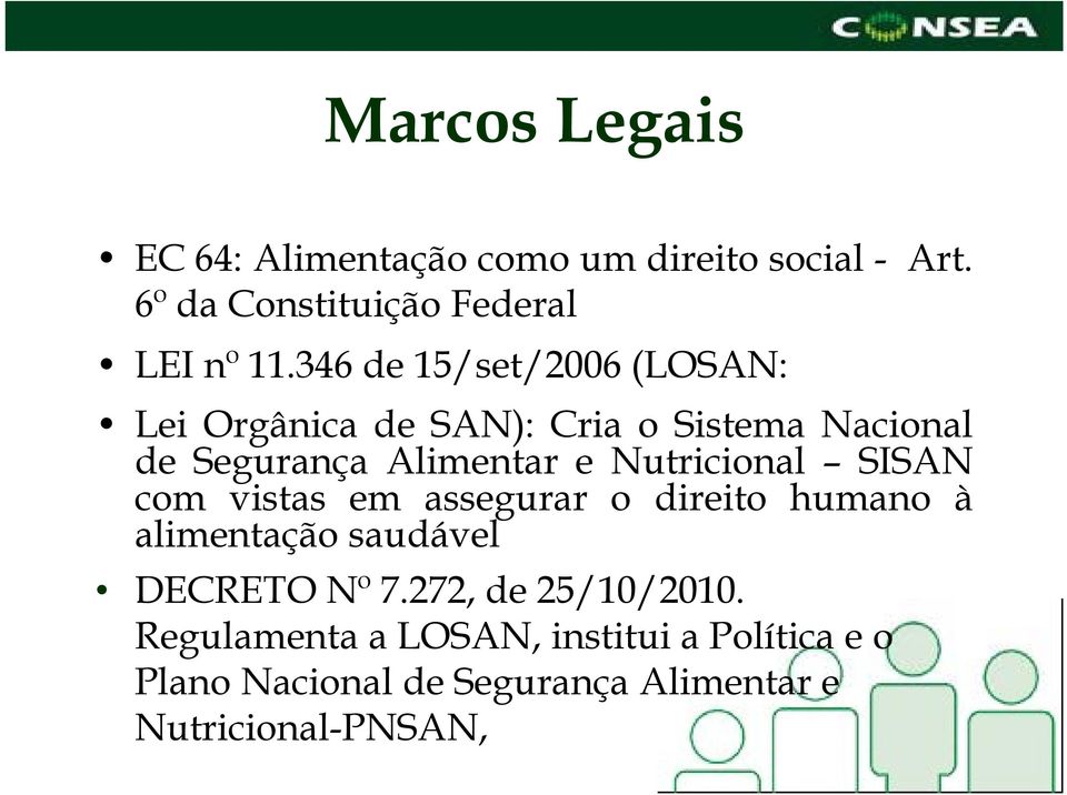 Nutricional SISAN com vistas em assegurar o direito humano à alimentação saudável DECRETO Nº 7.