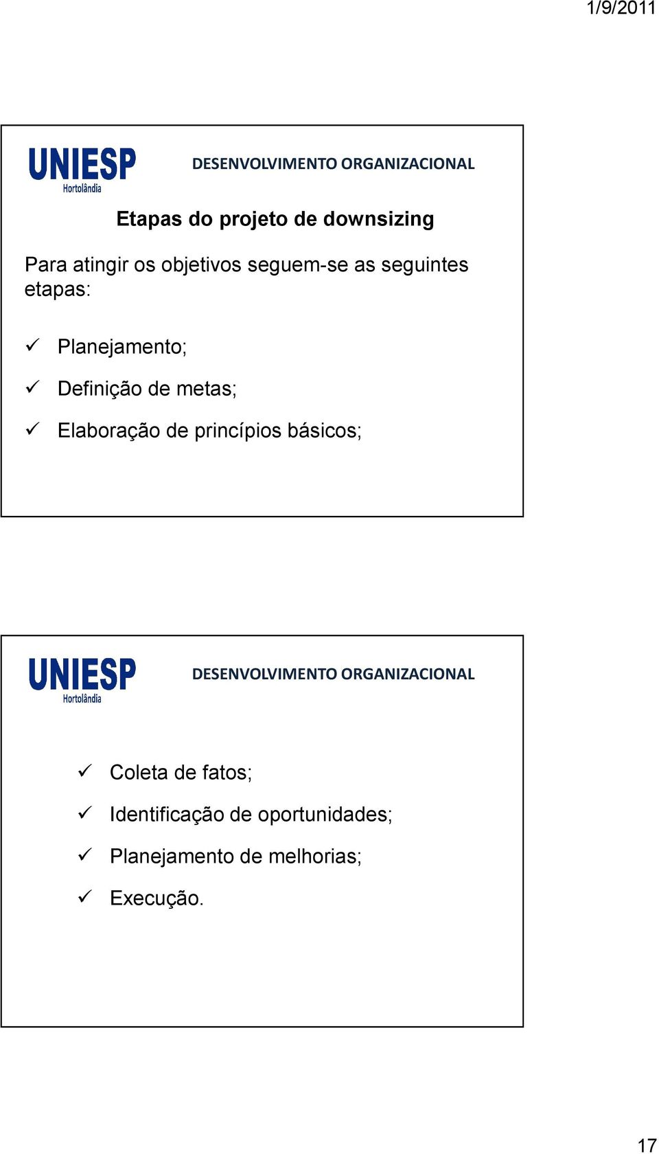 metas; Elaboração de princípios básicos; Coleta de fatos;