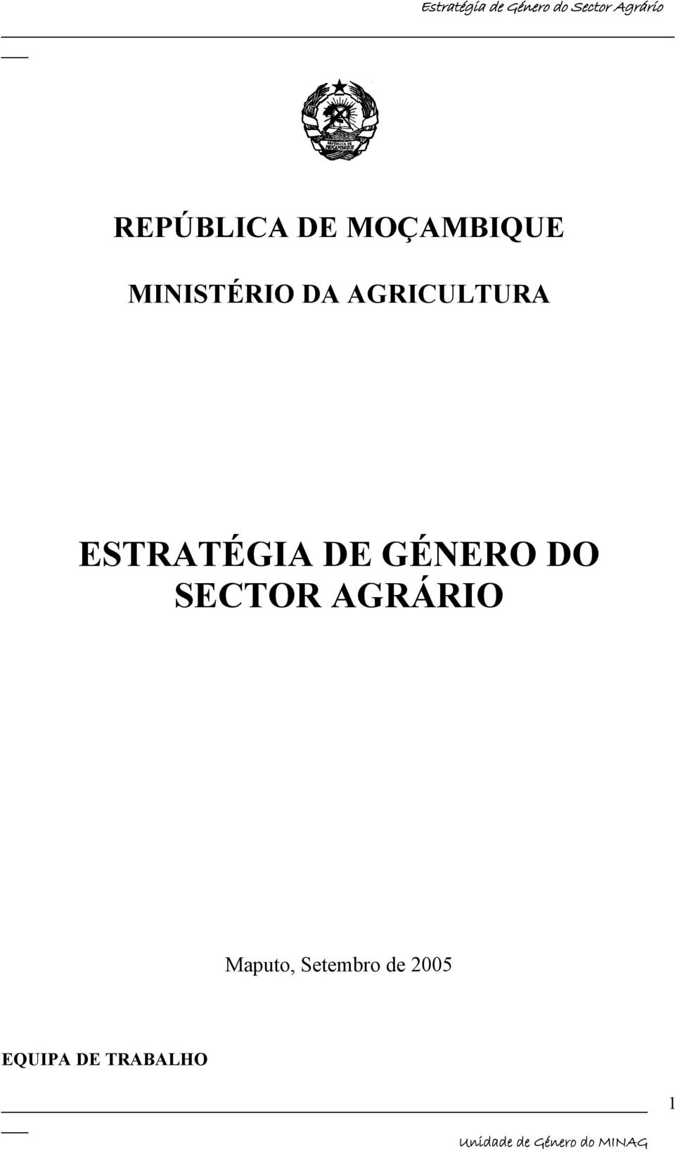 ESTRATÉGIA DE GÉNERO DO SECTOR