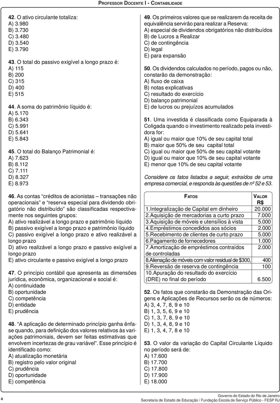 As contas créditos de acionistas transações não operacionais e reserva especial para dividendo obrigatório não distribuído são classificadas respectivamente nos seguintes grupos: A) ativo realizável