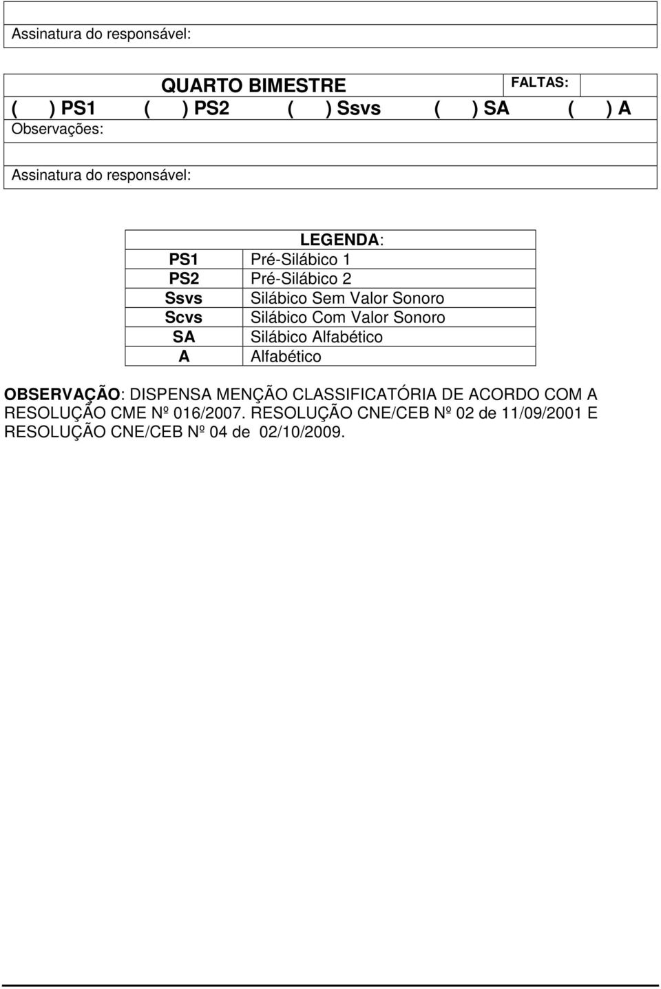 OBSERVAÇÃO: DISPENSA MENÇÃO CLASSIFICATÓRIA DE ACORDO COM A RESOLUÇÃO CME Nº