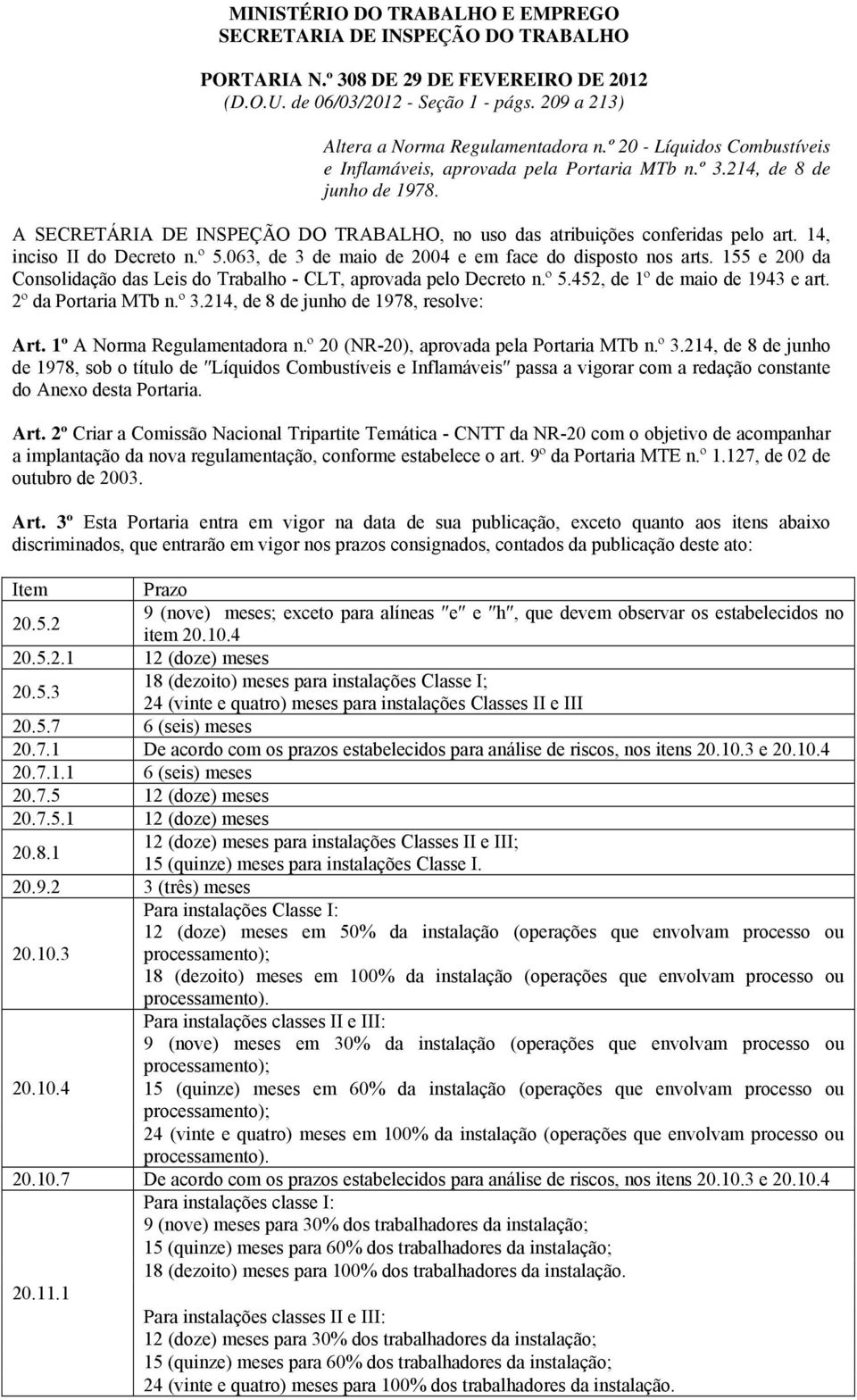 14, inciso II do Decreto n.º 5.063, de 3 de maio de 2004 e em face do disposto nos arts. 155 e 200 da Consolidação das Leis do Trabalho - CLT, aprovada pelo Decreto n.º 5.452, de 1º de maio de 1943 e art.