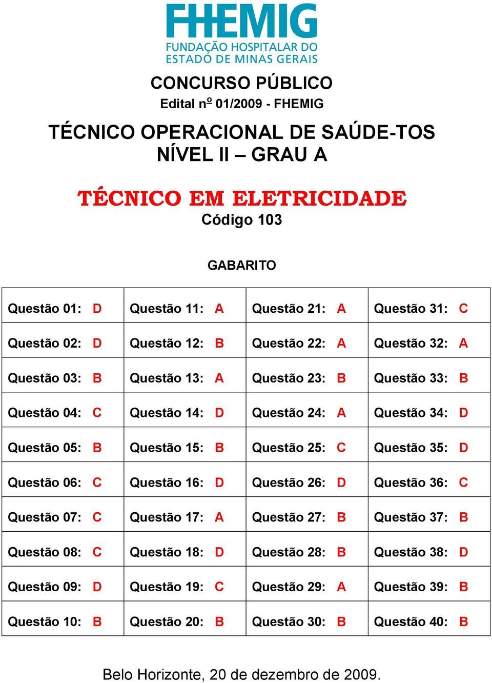 Questão 05: B Questão 15: B Questão 25: C Questão 35: D Questão 06: C Questão 16: D Questão 26: D Questão 36: C Questão 07: C Questão 17: A Questão 27: B