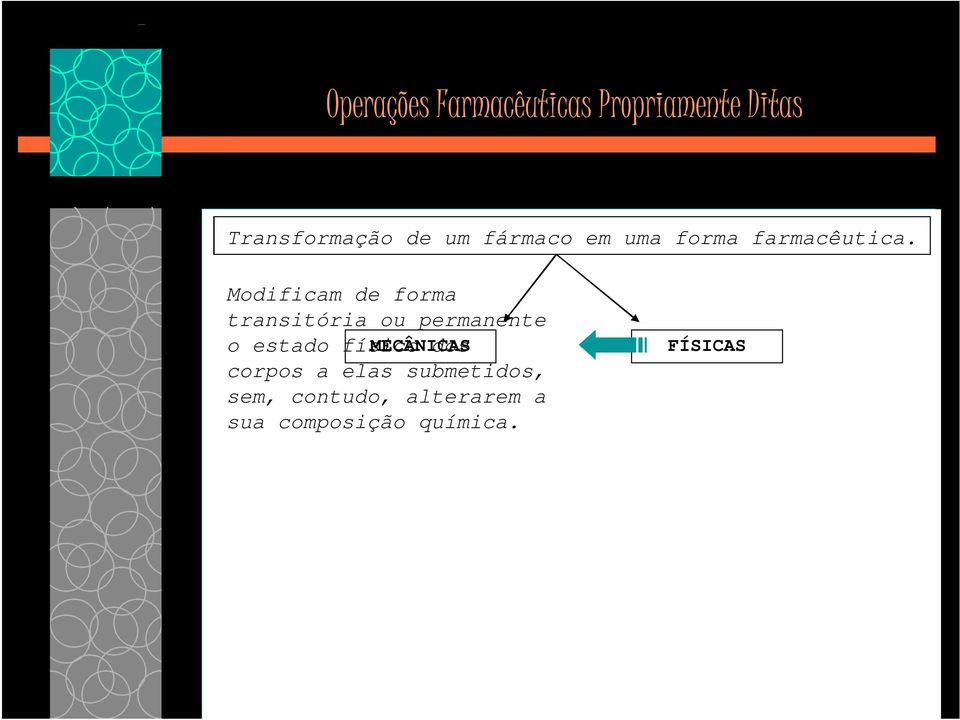 Modificam de forma transitória ou permanente o estado físico