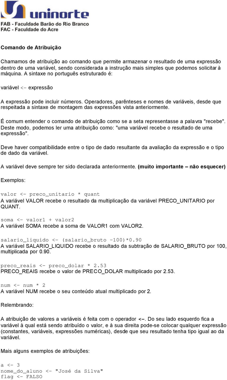 Operadores, parênteses e nomes de variáveis, desde que respeitada a sintaxe de montagem das expressões vista anteriormente.