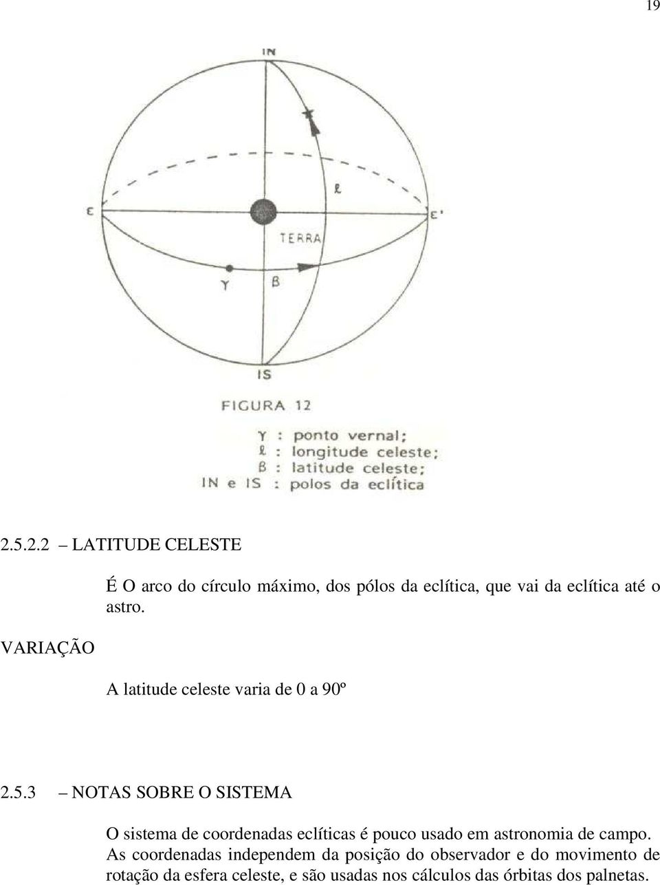 3 NOTAS SOBRE O SISTEMA O sistema de coordenadas eclíticas é pouco usado em astronomia de campo.