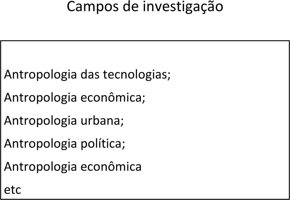 econômica; Antropologia urbana;