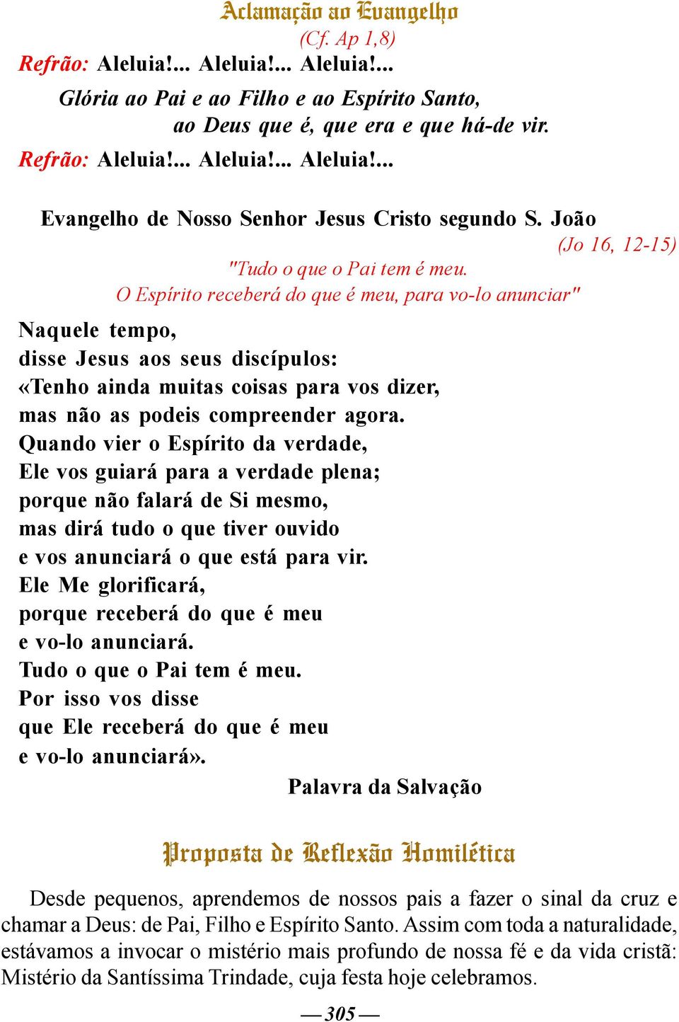 O Espírito receberá do que é meu, para vo-lo anunciar" Naquele tempo, disse Jesus aos seus discípulos: «Tenho ainda muitas coisas para vos dizer, mas não as podeis compreender agora.