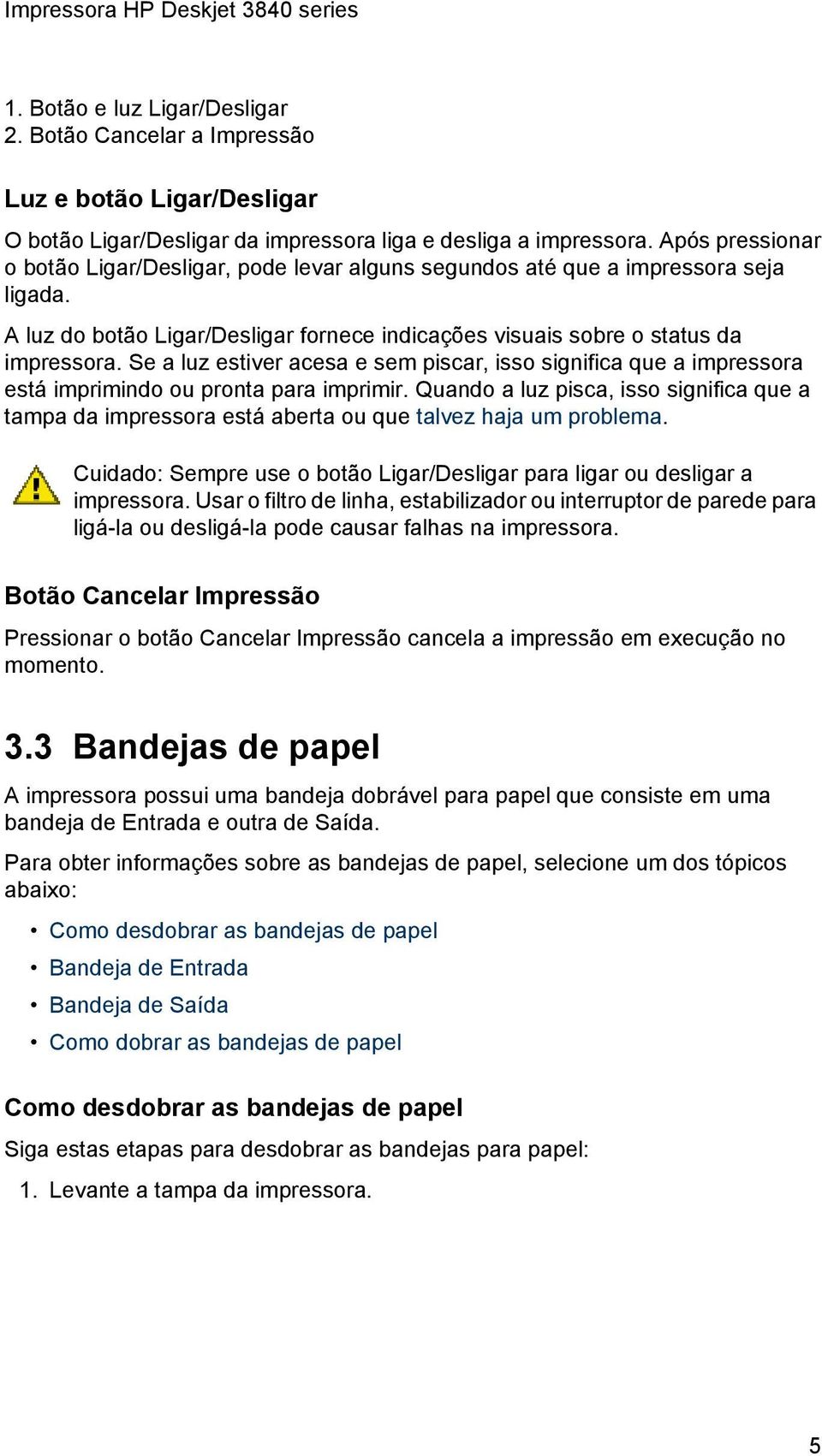 Se a luz estiver acesa e sem piscar, isso significa que a impressora está imprimindo ou pronta para imprimir.