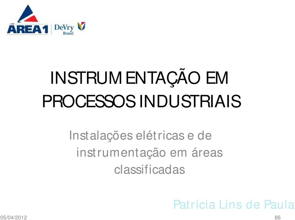 de instrumentação em áreas