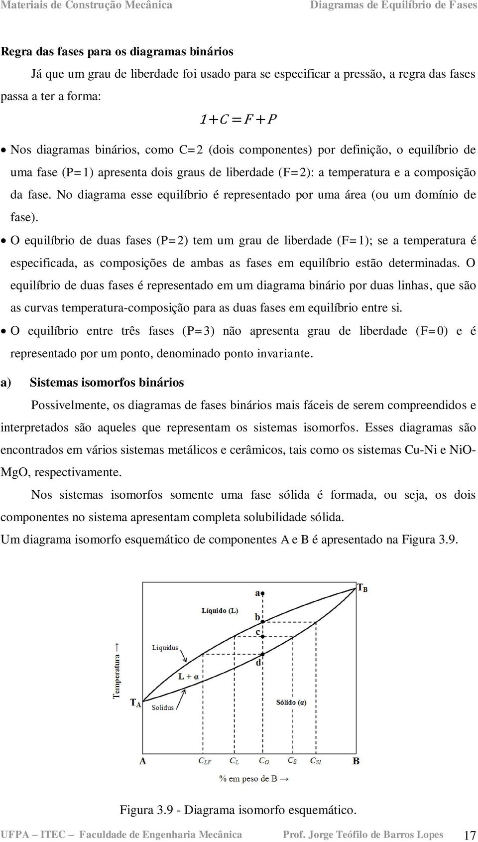 No diagrama esse equilíbrio é representado por uma área (ou um domínio de fase).