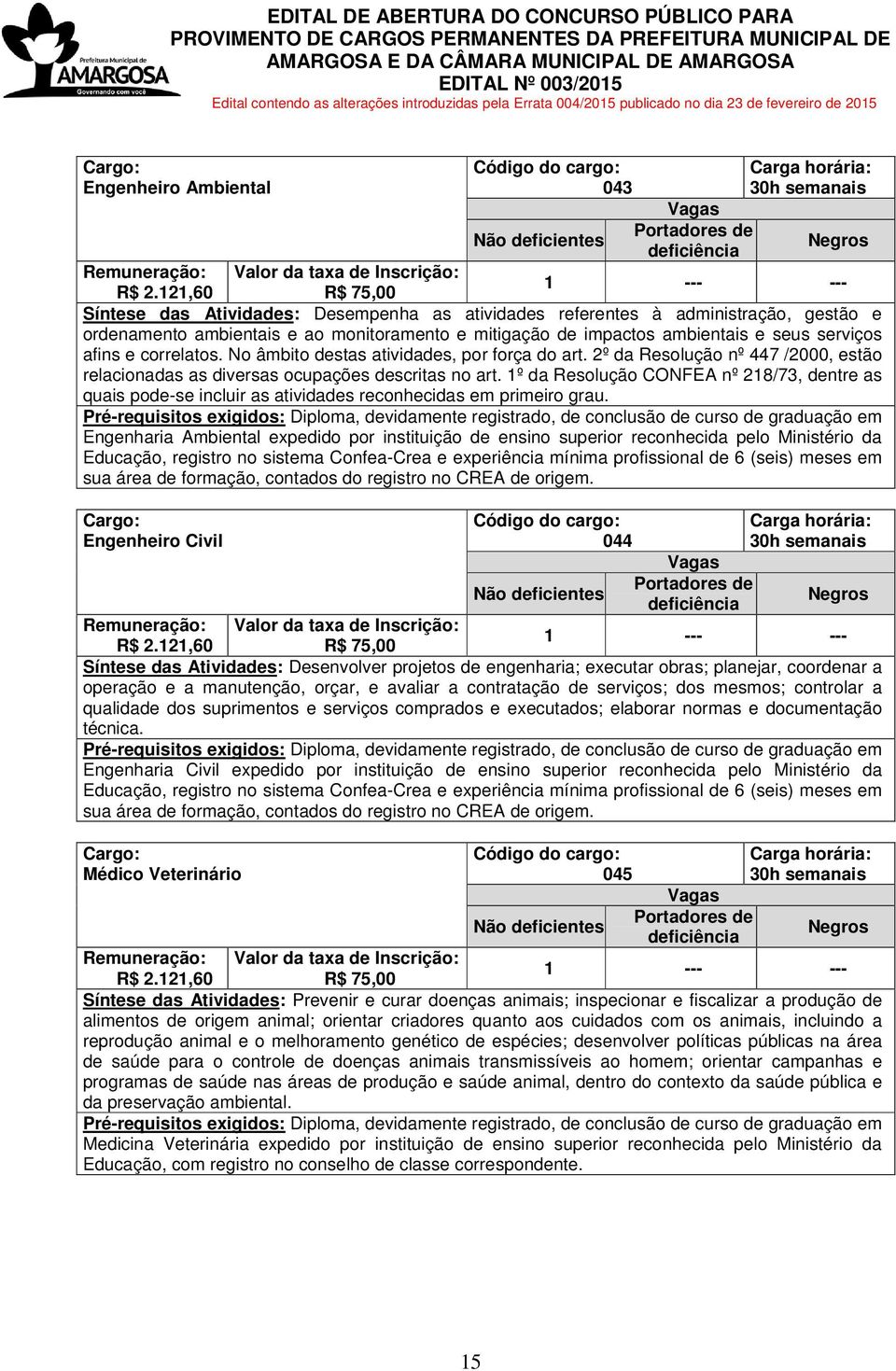 afins e correlatos. No âmbito destas atividades, por força do art. 2º da Resolução nº 447 /2000, estão relacionadas as diversas ocupações descritas no art.