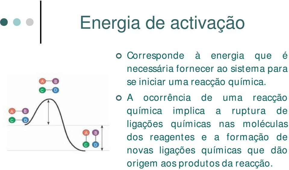 A ocorrência de uma reacção química implica a ruptura de ligações químicas