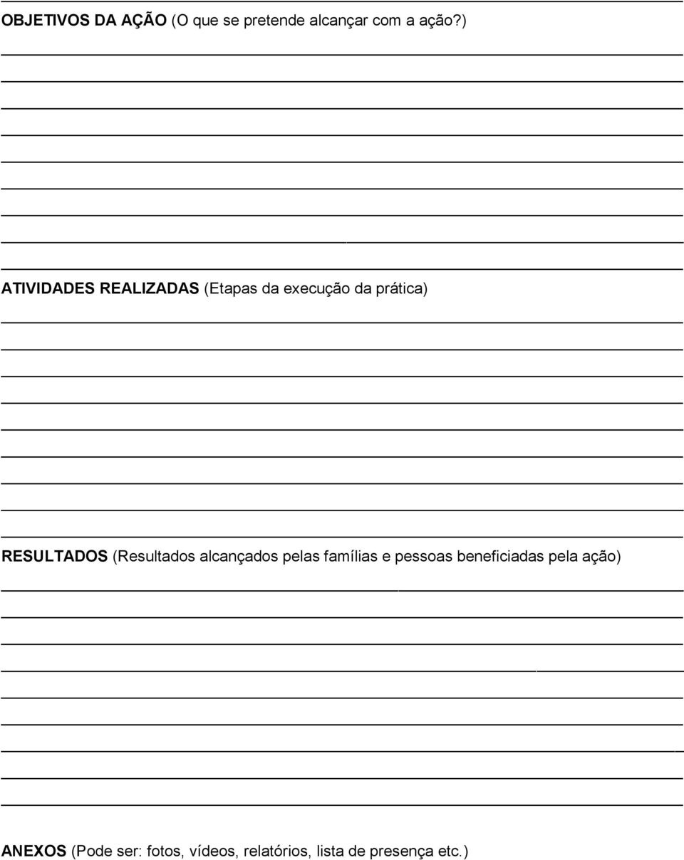 RESULTADOS (Resultados alcançados pelas famílias e pessoas