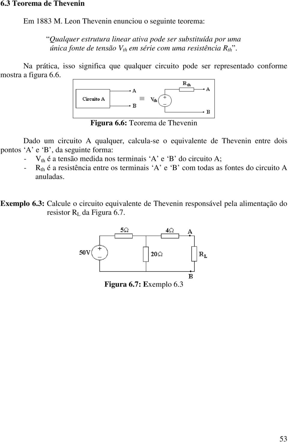 Na prática, isso significa que qualquer circuito pode ser representado conforme mostra a figura 6.6. Figura 6.