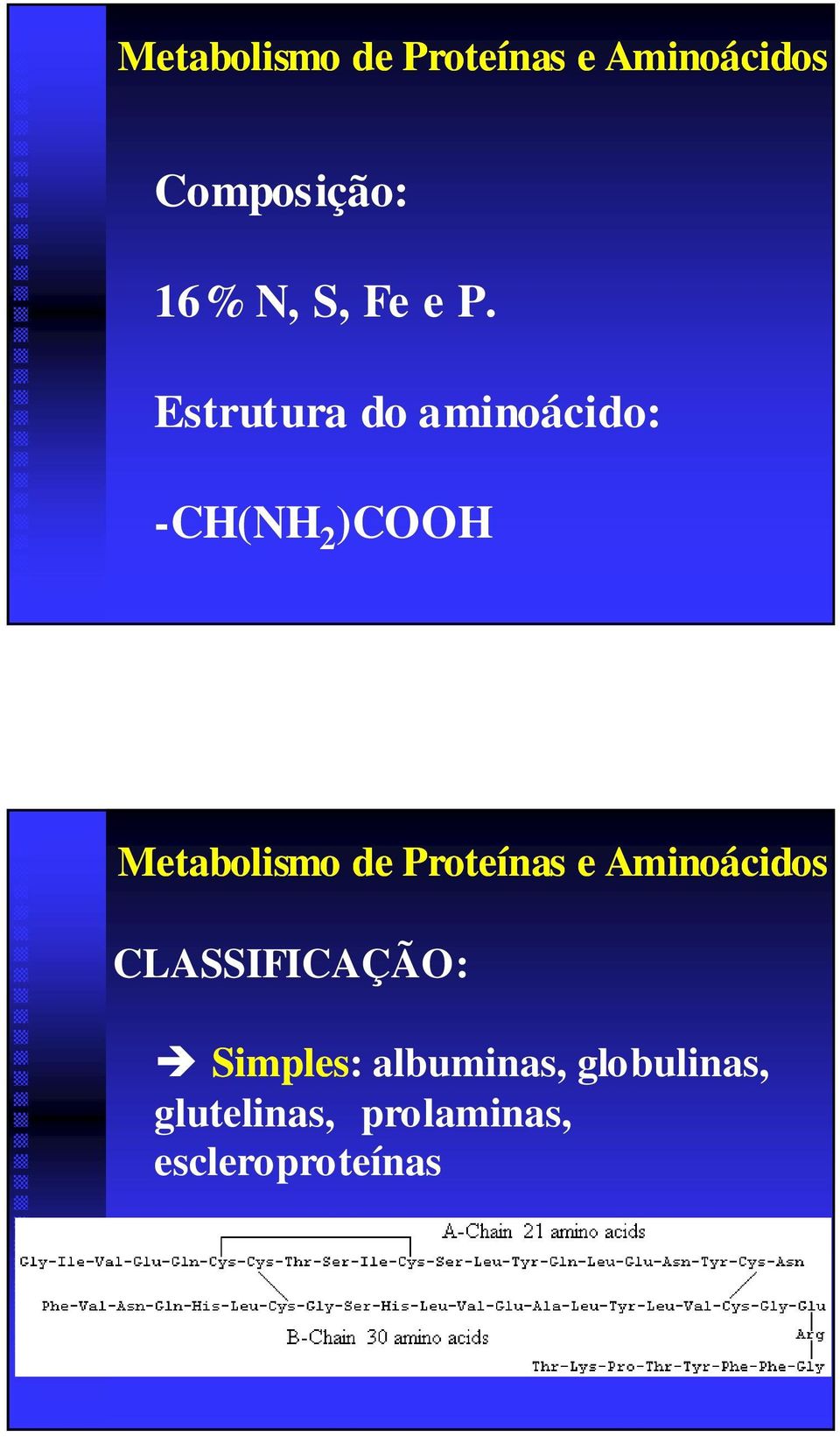 CLASSIFICAÇÃO: Simples: albuminas,