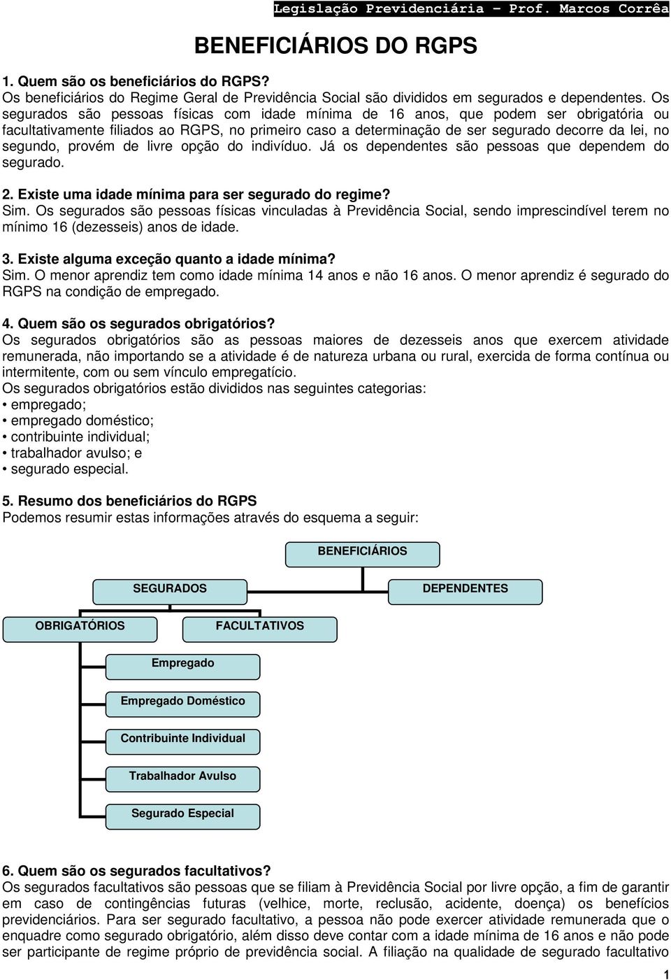 segundo, provém de livre opção do indivíduo. Já os dependentes são pessoas que dependem do segurado. 2. Existe uma idade mínima para ser segurado do regime? Sim.