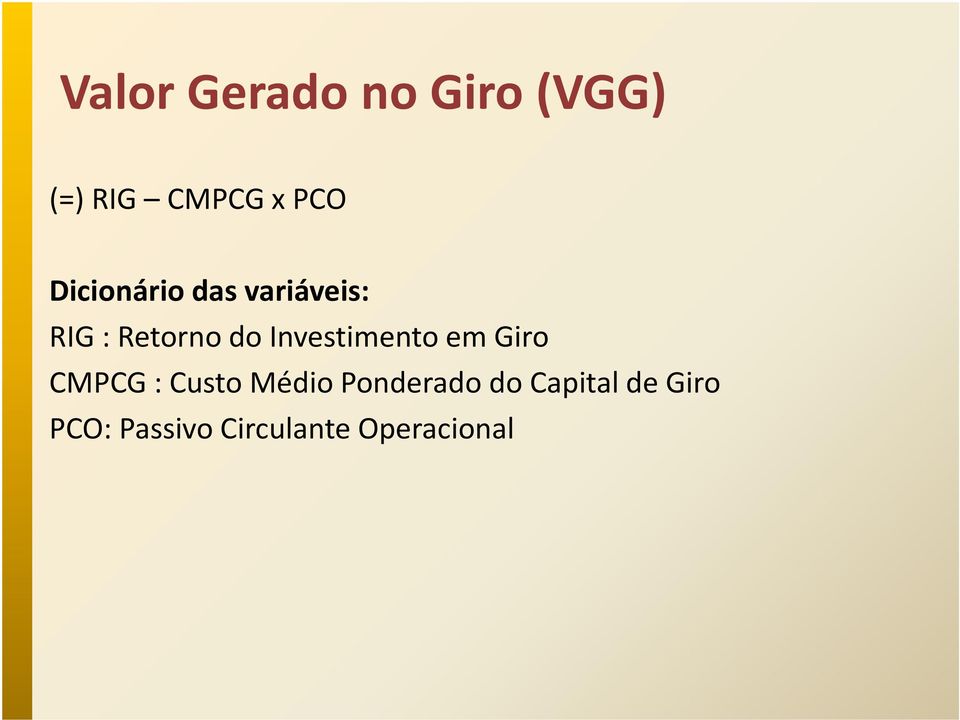 Investimento em Giro CMPCG : Custo Médio