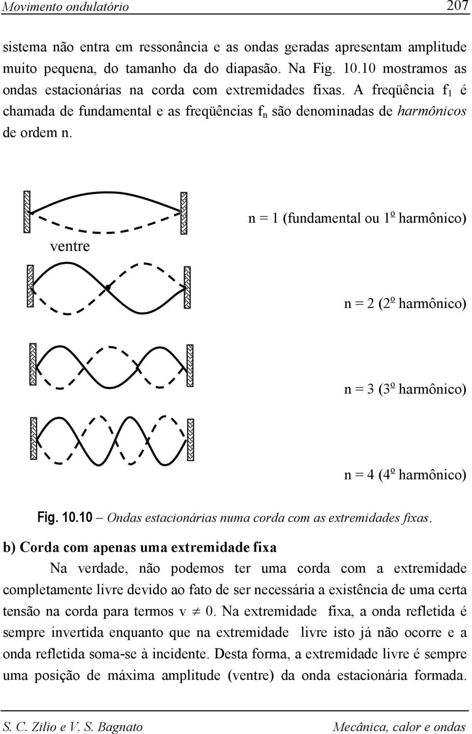ventre n 1 (fundamental ou 1 o harmônico) n ( o harmônico) n 3 (3 o harmônico) n 4 (4 o harmônico) Fig. 1.1 Ondas estacionárias numa corda com as extremidades fixas.