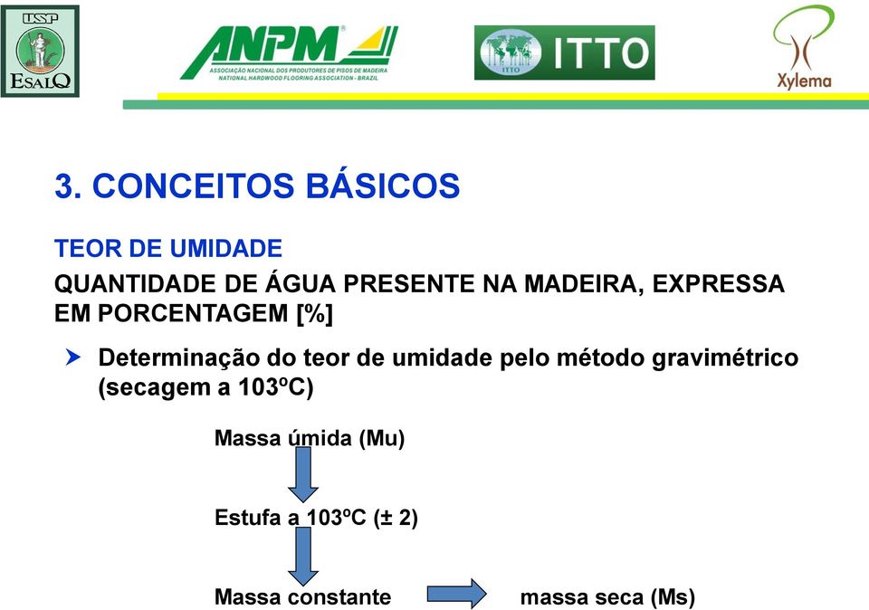 do teor de umidade pelo método gravimétrico (secagem a 103ºC)