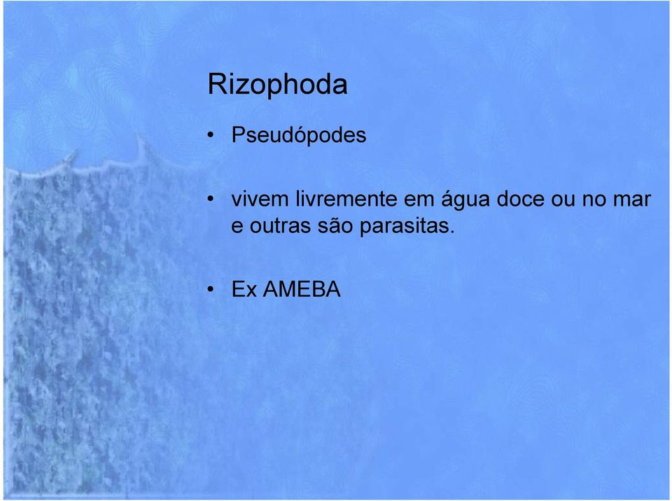 água doce ou no mar e