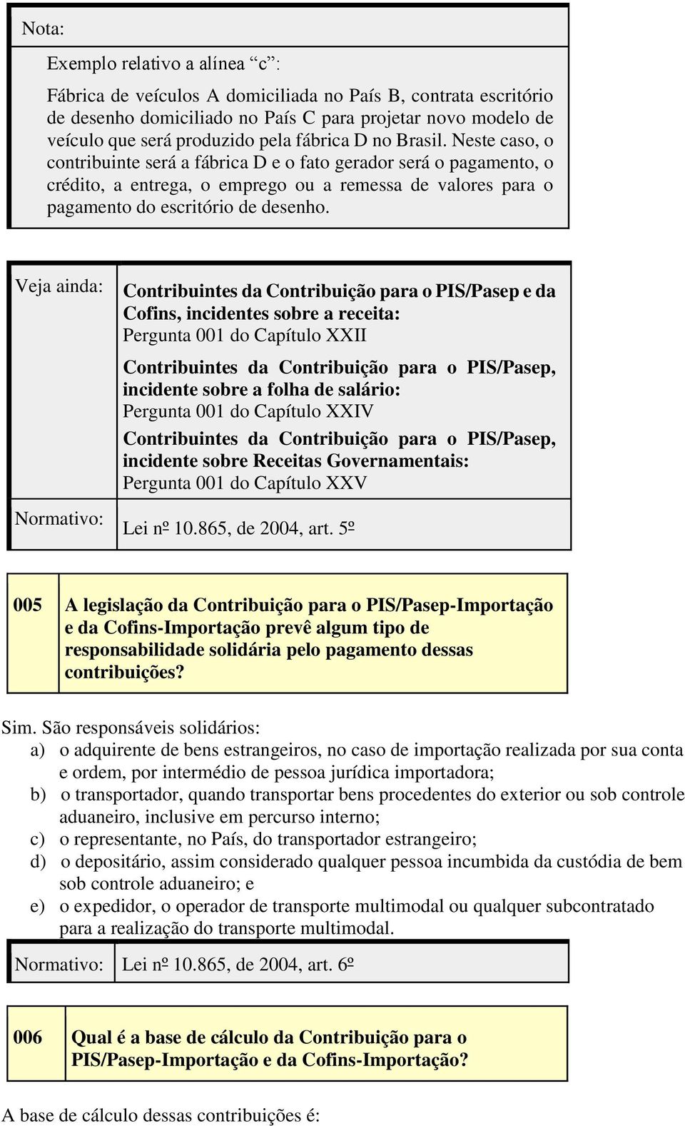 Veja ainda: Contribuintes da Contribuição para o PIS/Pasep e da Cofins, incidentes sobre a receita: Pergunta 001 do Capítulo XXII Contribuintes da Contribuição para o PIS/Pasep, incidente sobre a