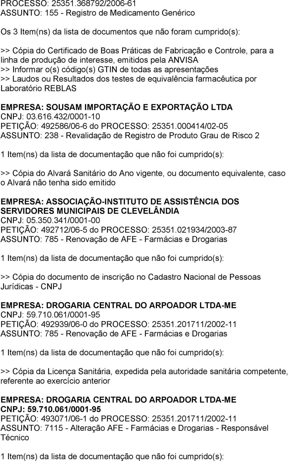 a linha de produção de interesse, emitidos pela ANVISA >> Informar o(s) código(s) GTIN de todas as apresentações >> Laudos ou Resultados dos testes de equivalência farmacêutica por Laboratório REBLAS