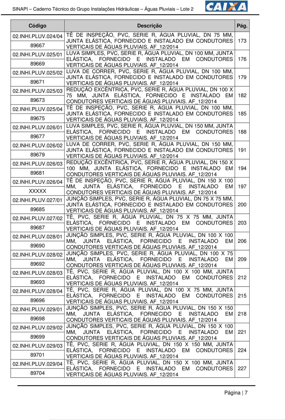 AF_12/2014 179 02.INHI.PLUV.025/03 REDUÇÃO EXCÊNTRICA, PVC, SERIE R, ÁGUA PLUVIAL, DN 100 X 75 MM, JUNTA ELÁSTICA, FORNECIDO E INSTALADO EM 89673 CONDUTORES VERTICAIS DE ÁGUAS PLUVIAIS.