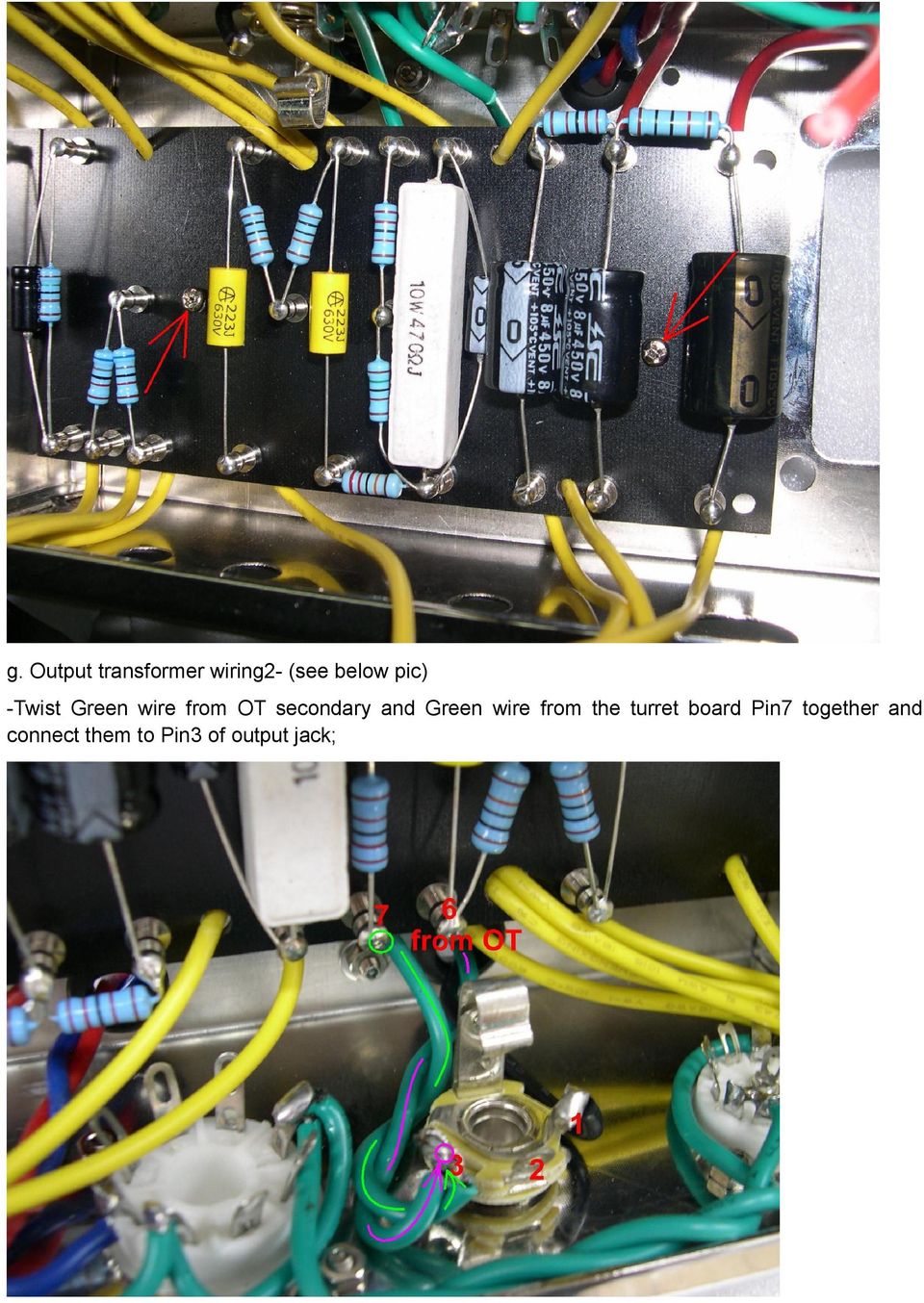 and Green wire from the turret board Pin7