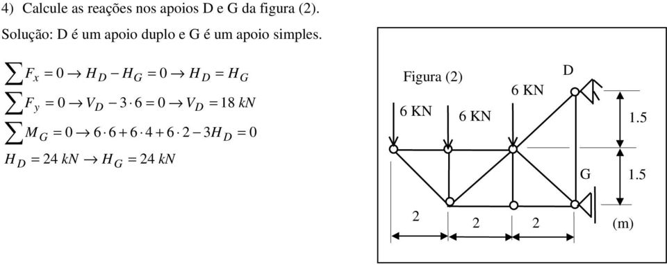 = H HG = F H = H F = V 3 6 = V = 18 kn M G = 6 6 + 6 4 +