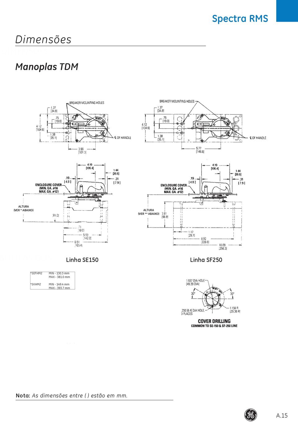 Linha S150 Linha S250 *SHM2 *SKHM2 MIN - 130.3 mm M - 381.