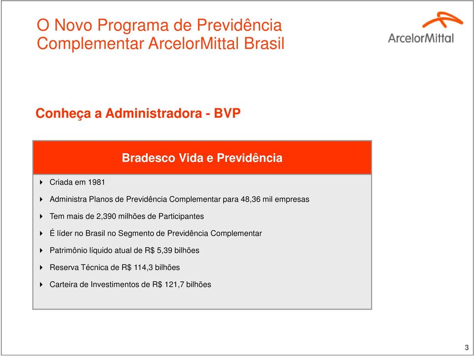 de 2,390 milhões de Participantes É líder no Brasil no Segmento de Previdência Complementar Patrimônio