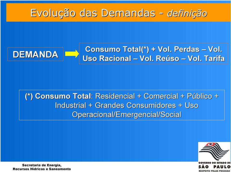 Tarifa (*) Consumo Total: : Residencial + Comercial +