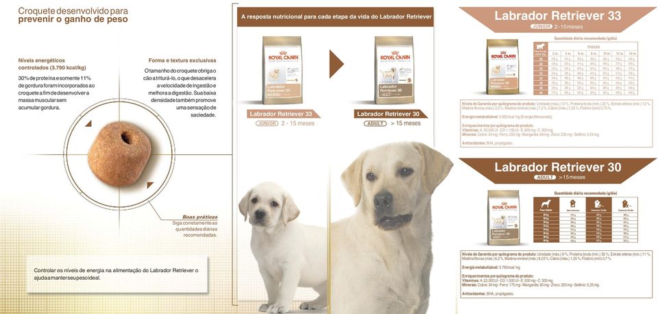 26 28 30 32 34 36 38 40 Forma e textura exclusivas O tamanho do croquete obriga o cão a triturá-lo, o que desacelera a velocidade de ingestão e melhora a digestão.