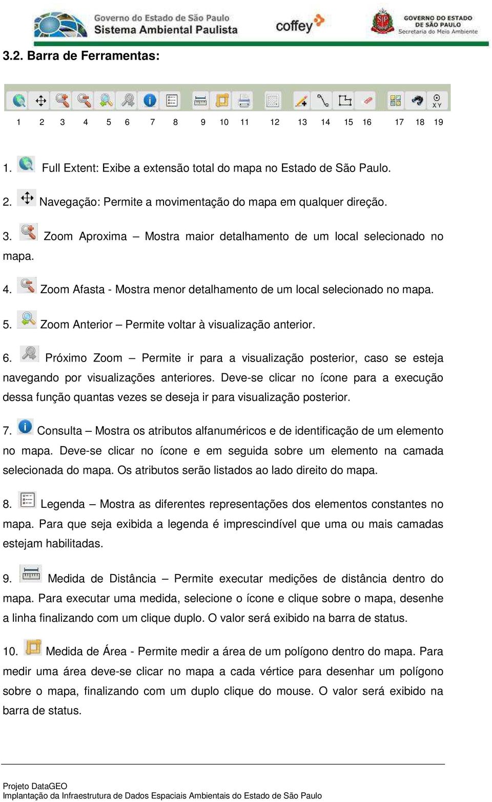 Zoom Anterior Permite voltar à visualização anterior. 6. Próximo Zoom Permite ir para a visualização posterior, caso se esteja navegando por visualizações anteriores.