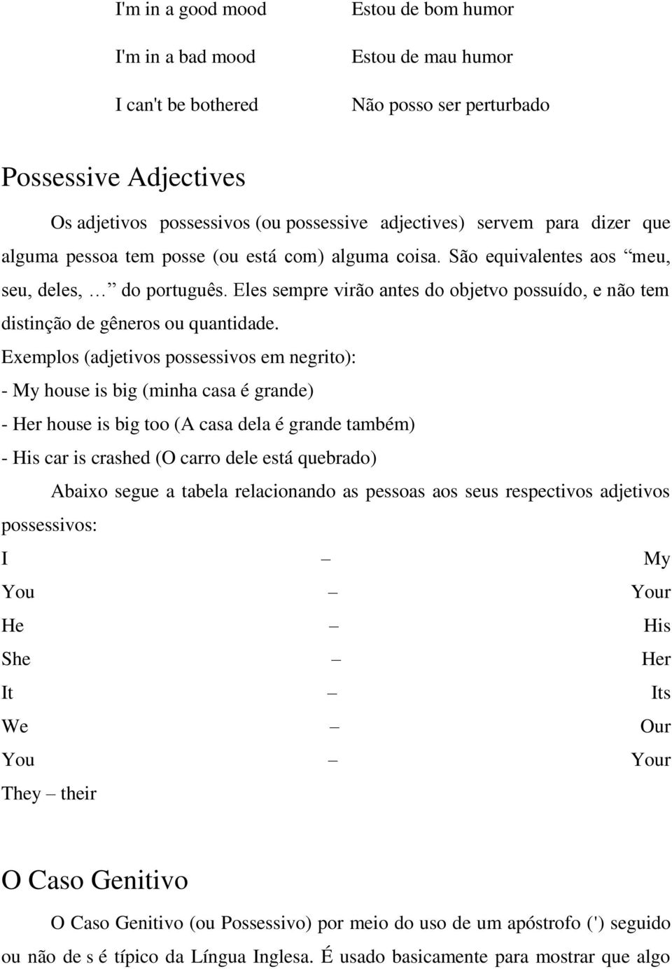 Eles sempre virão antes do objetvo possuído, e não tem distinção de gêneros ou quantidade.