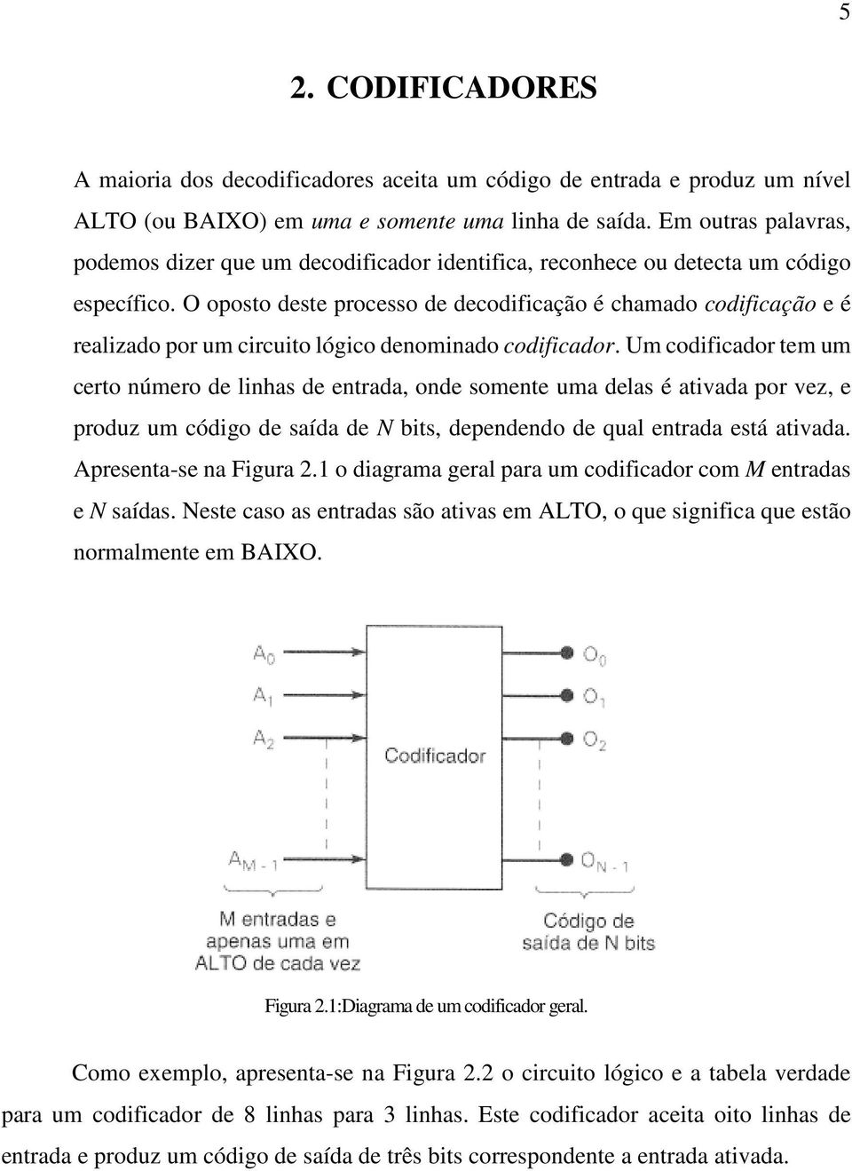 O oposto deste processo de decodificação é chamado codificação e é realizado por um circuito lógico denominado codificador.