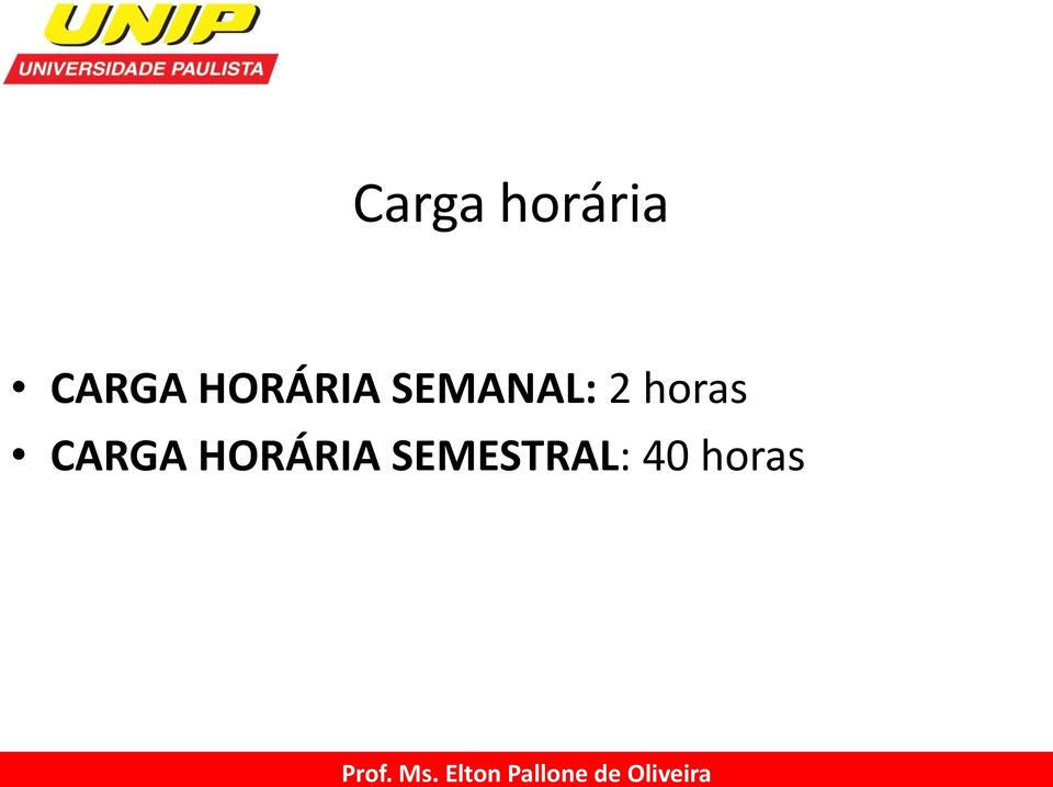 horas CARGA HORÁRIA