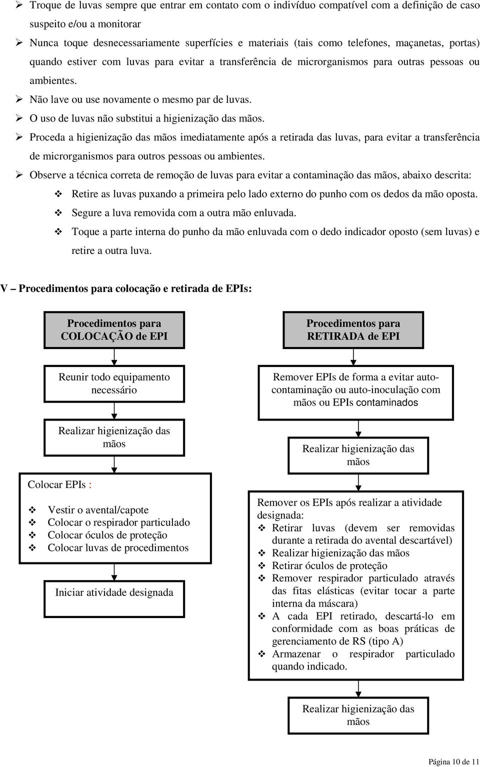 O uso de luvas não substitui a higienização das mãos.